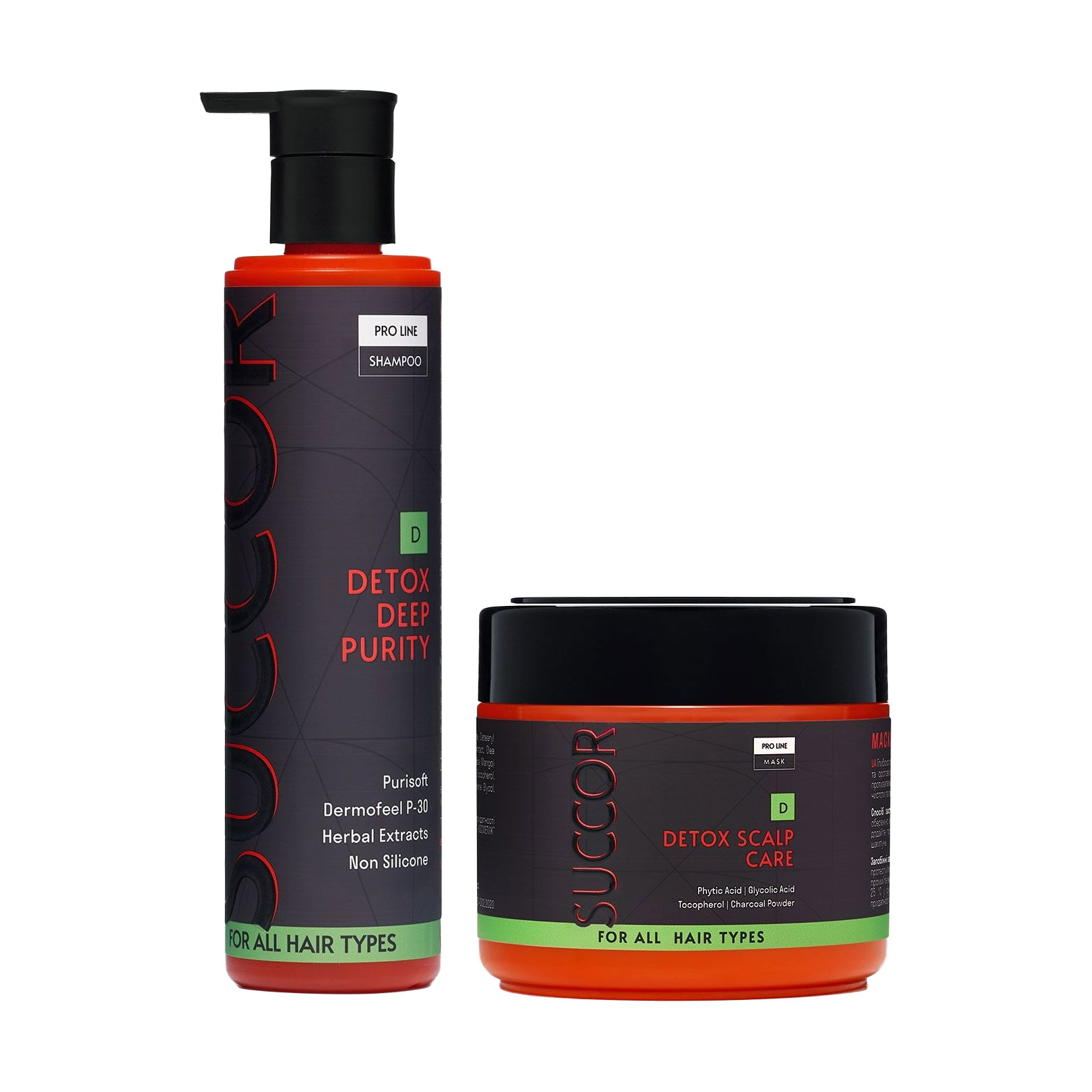 Уцінка! Набір для глибокого очищення волосся та шкіри голови Succor Detox Deep Purity Set (шампунь, 250 мл + маска, 300 мл)
